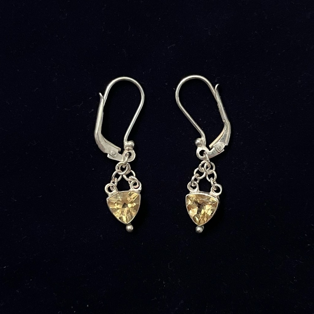 Sterling Silver & Pale Yellow Crystal Drop Earring